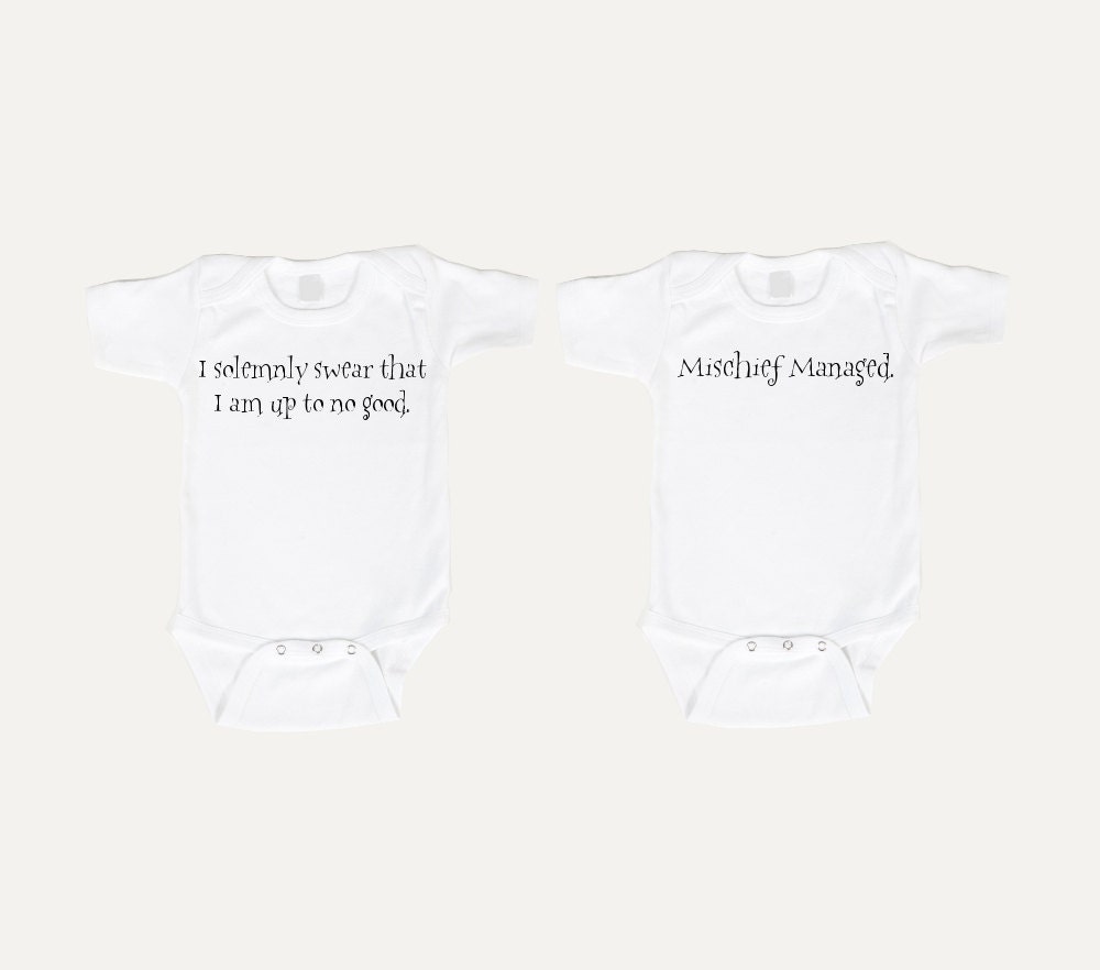 I Solemnly Swear/Mischief managed gift set Harry Potter onesie