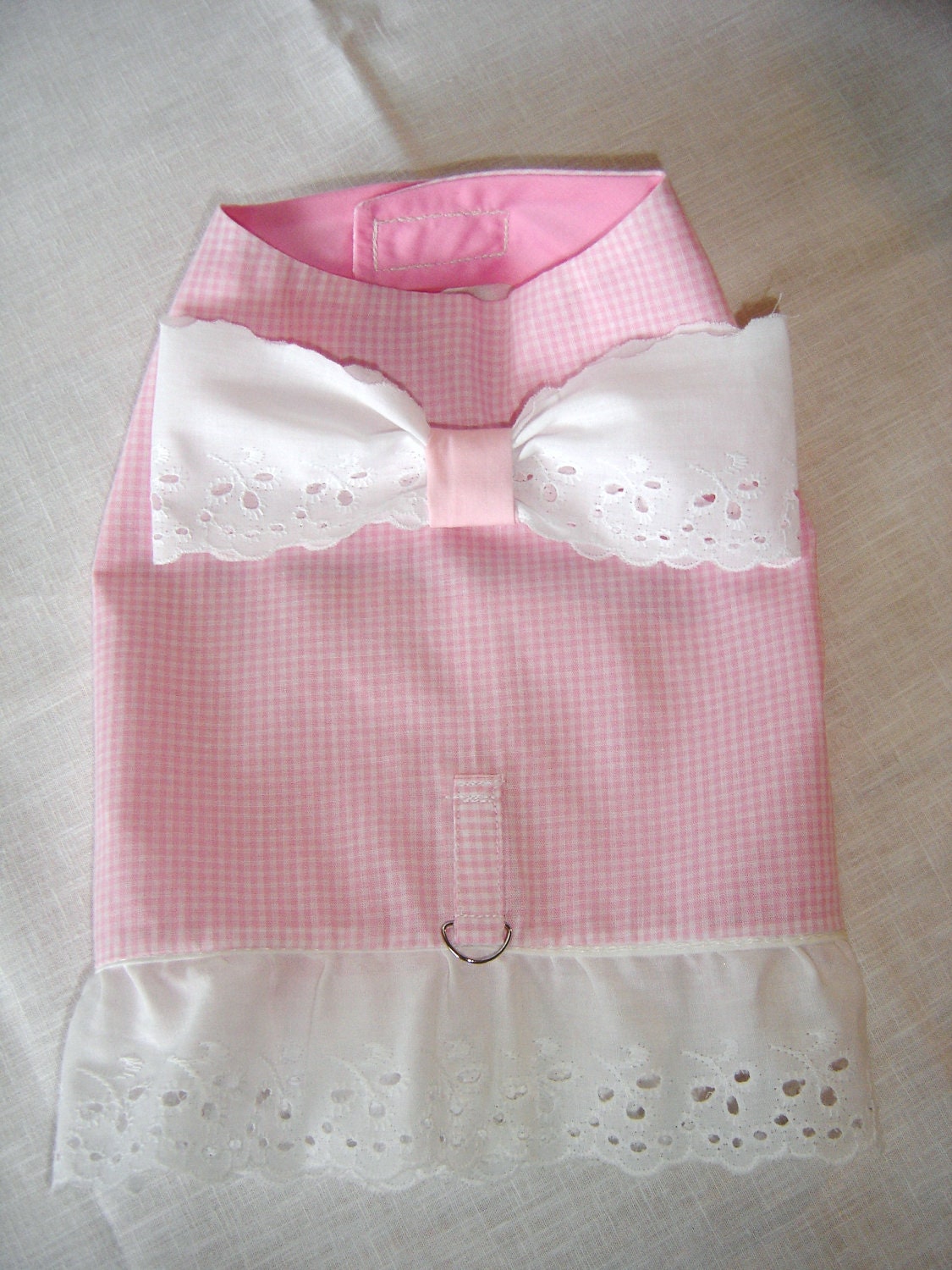 Dog Pet Girly Pink Gingham Country Vest Harness Large