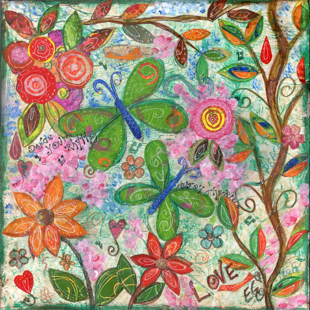 Butterflies art Dance with your Rhythm Small Ceramic Tile by Elizabeth Gonzalez