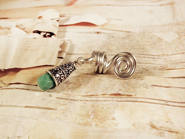 Silver and Turquoise Morrocan Stone Charm ADD to your DREADS Dreadlock Accessory Extension Accessories Dread Boho Bohemaian Hippie Bead