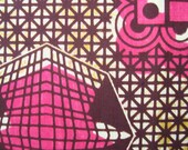 Pink and Chocolate brown African wax print batik fabric BY THE YARD 100% cotton