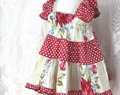 Boutique Toddler Dress Size 2T 3T 4T Spring 2013 Red Rose Polka Dot Little Girls Dress Peasant Shabby Chic Children Clothing Girls Clothes