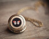 Butterfly pocket watch necklace - Natural history (PW028)