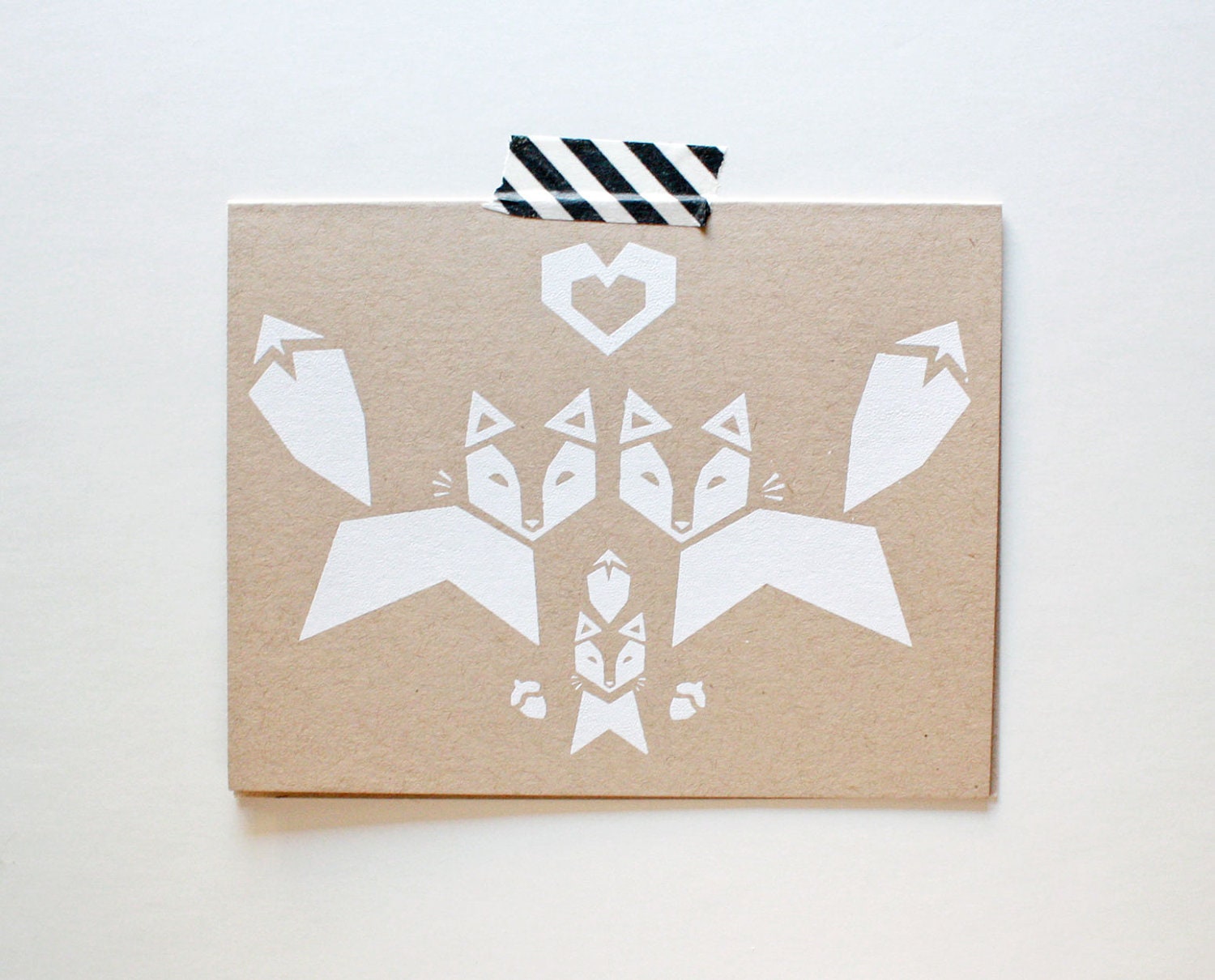 New Baby Card, Fox Family Card, Screenprinted