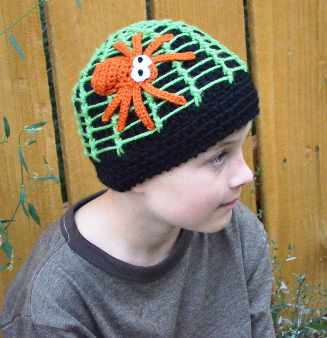 Spider Web Hat - Child Size - You Choose Colors - Halloween Beanie