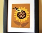 Goldfinch on Sunflower Giclee Print
