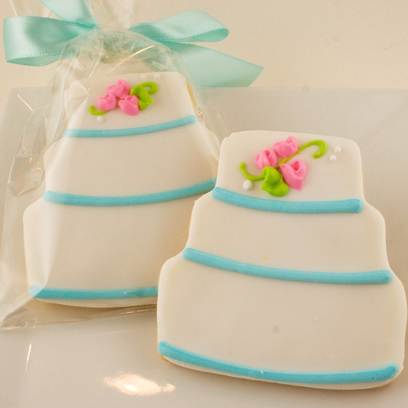 Wedding Dress or Cake Sugar Cookies - 1 Dozen Decorated Cookies