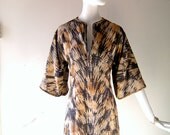 Exotic African tie dye cotton caftan - 1970s custom made lounger - 32/34 bust size 2/4 - Palm Springs modern