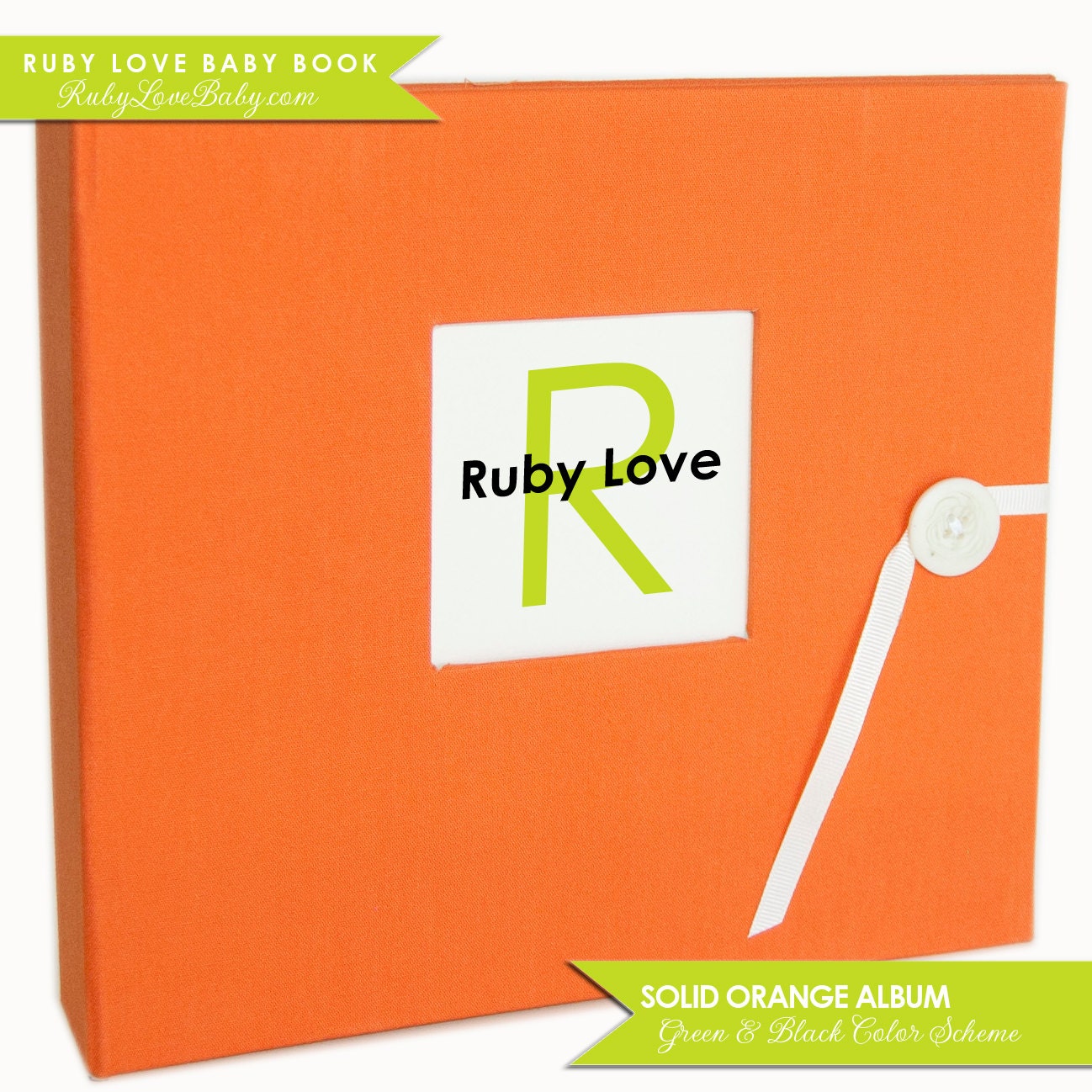 NETURAL Modern Memory Baby Book . Orange Organic Cotton Album