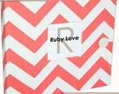 Brand New// WINTER 2012 Coral/Salmon Chevron Stripe Album . Ruby Love Modern Baby Book
