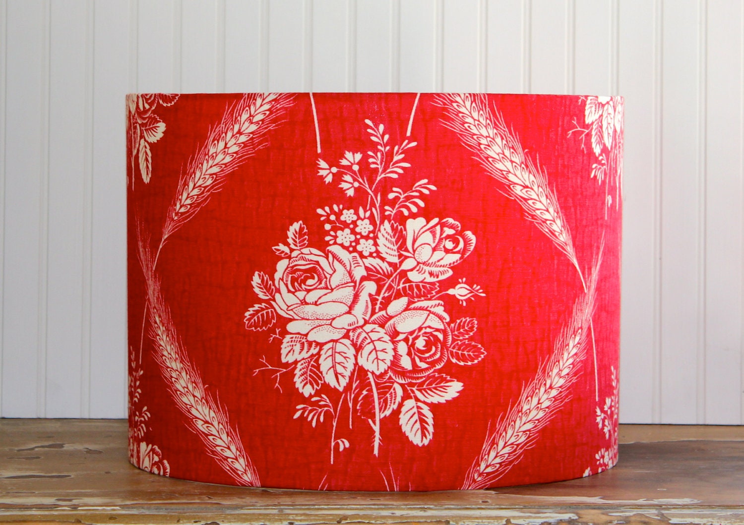 Rosy Red Vintage Drum Lampshade
