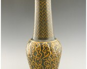 Decorative Etched Porcelain Vase With Calligraphic Design