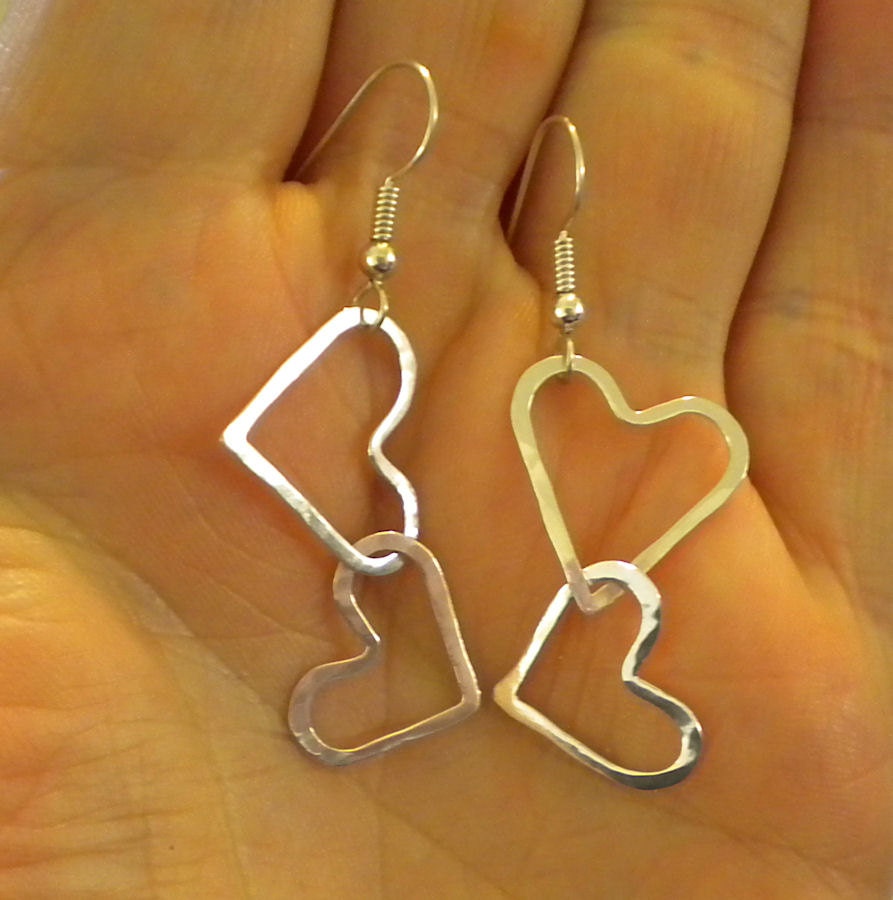 Heart Dangle Earrings Argentium Sterling Silver