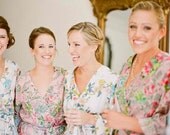 Bridesmaid Robes. Set of 10 Knee Length Robes. Assorted Prints.