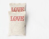 Rustic Lavender Sachet - Love in Red Wedding Favor - Bridal Party Gift