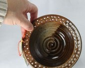 Ceramic Jewelry Bowl - Earring Bowl Two Tone Brown ready To Ship