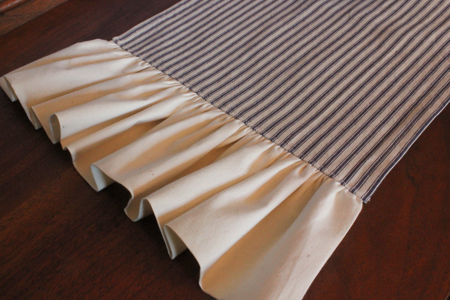 Striped Ticking Table Runner - 12" x 72" - Table Linens