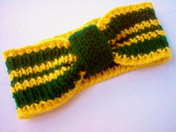 Ear Warmer Headband Cheerleader Sports College Green Bay Packers John Deere NDSU Alaska Colorado Oregon Baylor William & Mary GREEN and GOLD
