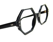 Vintage 60s Black Octagon Eyeglasses Frame Jeweled