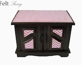 Refurbished Jewelry Box Small - Brown with Pink Zig Zag - by FeltSassy