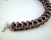 Elfweave Braid Bracelet in Red and Black Stunning Unique Chainmail Chunky Bracelet Unisex Design for Everyday Jewelry
