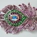 SALE - Rhinestone Peacock Feather Hair Clip - Lavendar and Peridot - Rhinestone Hair Clip - Bridesmaid - Wedding