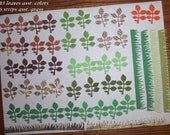 Paper punchies-43 branches with leaves and 6 grass strips in assorted colors