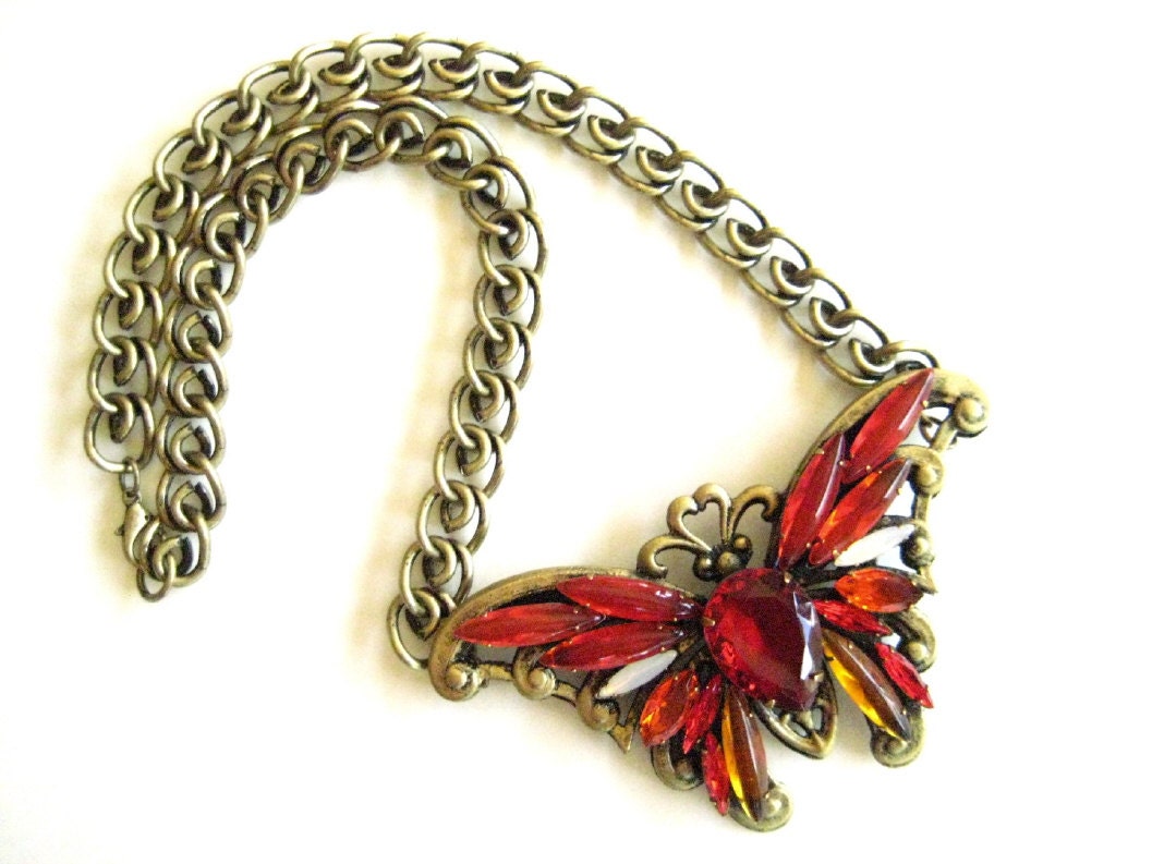 Grand Dame - From The Mariposa Collection - Vintage Inspired Rhinestone Butterfly Necklace zoeJane