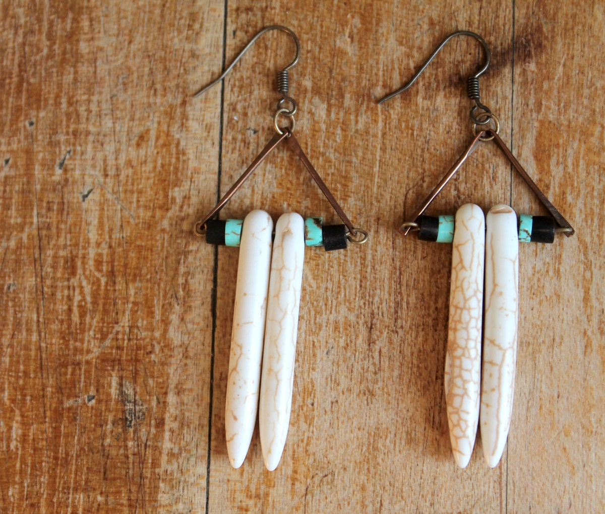 Magnesite Points and Turquoise Earrings