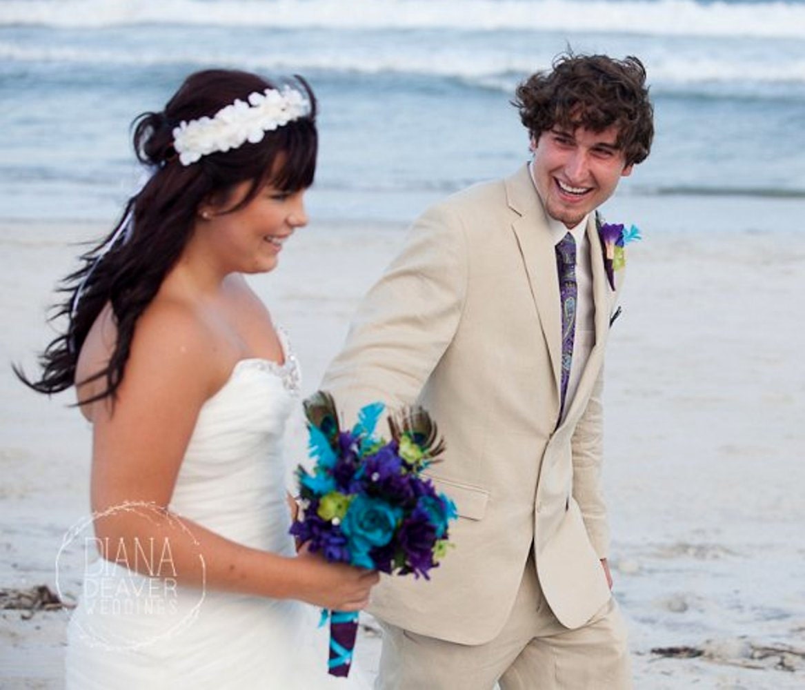 Beach wedding flowers Peacock Wedding accessories Bridal Bouquet Package brides maids boutonnieres 2013 Trends Destination weddings