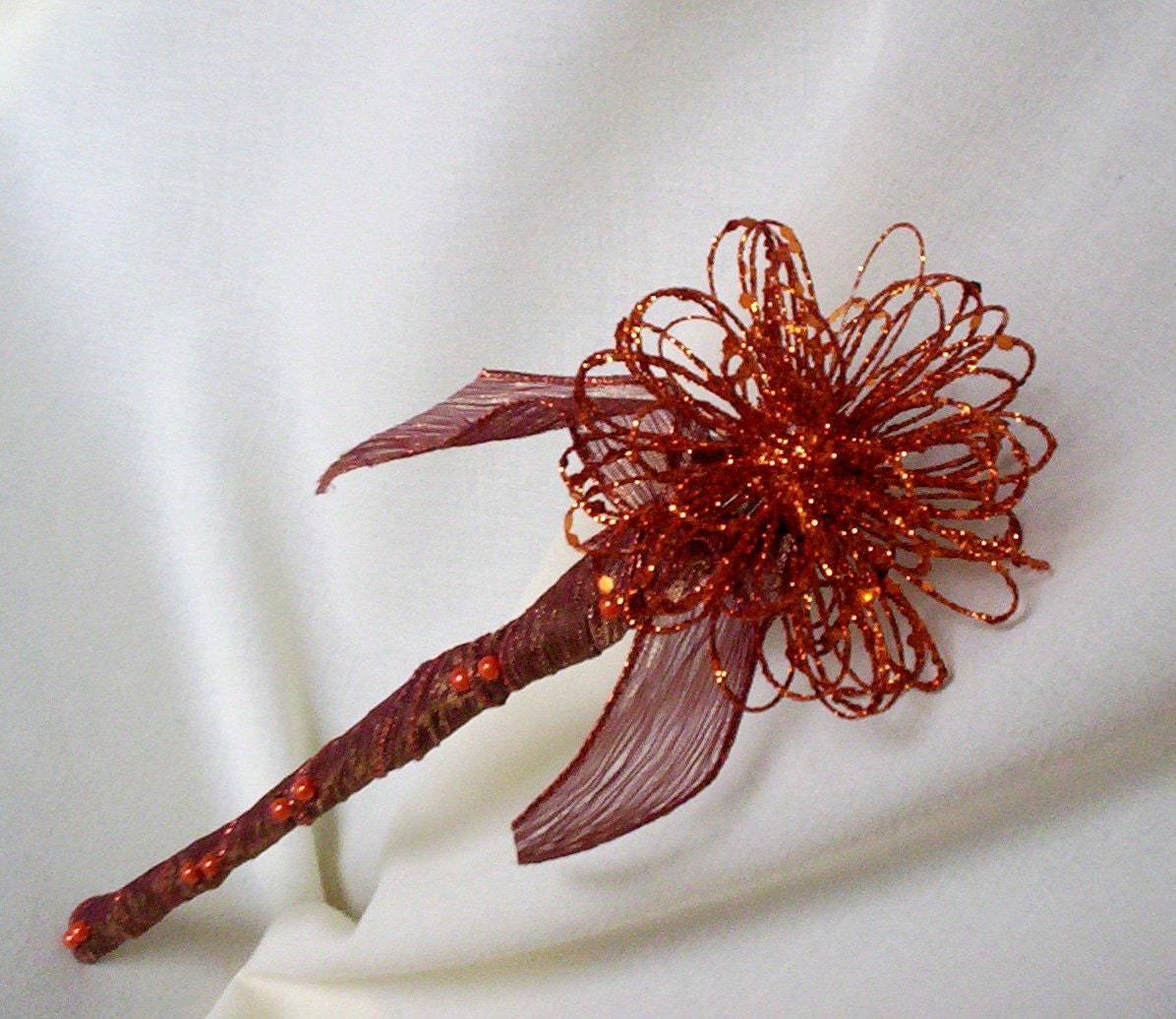 Glamorous wedding Accessories Flower Girl fairy Wand AmoreBride Original glitter Bridal bouquet alternative  bride orange fall Autumn bride