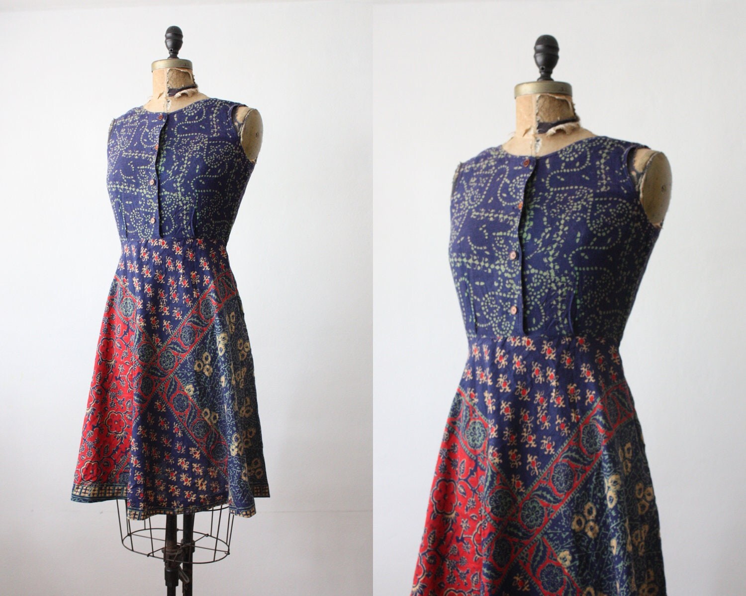linen day dress - vintage 1960's linen dress