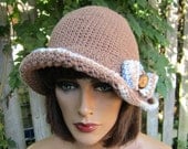 Cloche Hat- croched in 100% BAMBOO yarn - All Season - STUNNING