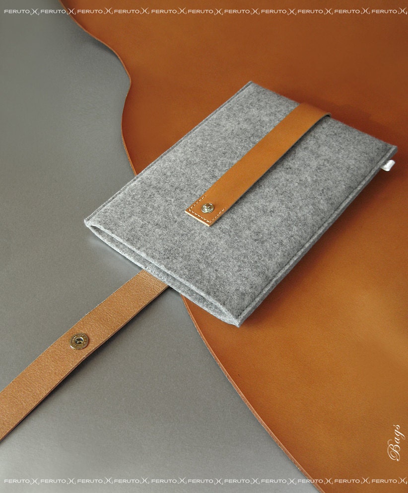 iPad Mini leather felt sleeve FUSION for your iPad Mini sleeve german wool felt