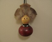 Gourd Art - Christmas ornament rear view mirror Baby Kachina