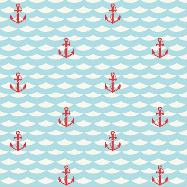 Set Sail,Little Red Anchor by Jay Cyn for Birch Fabrics, Organic Cotton - 1 yard listing
