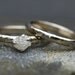 Prong-Set Rough Large Diamond Engagement Ring and Wedding Band in Recycled 14k White or Yellow Gold- Size C Diamonds