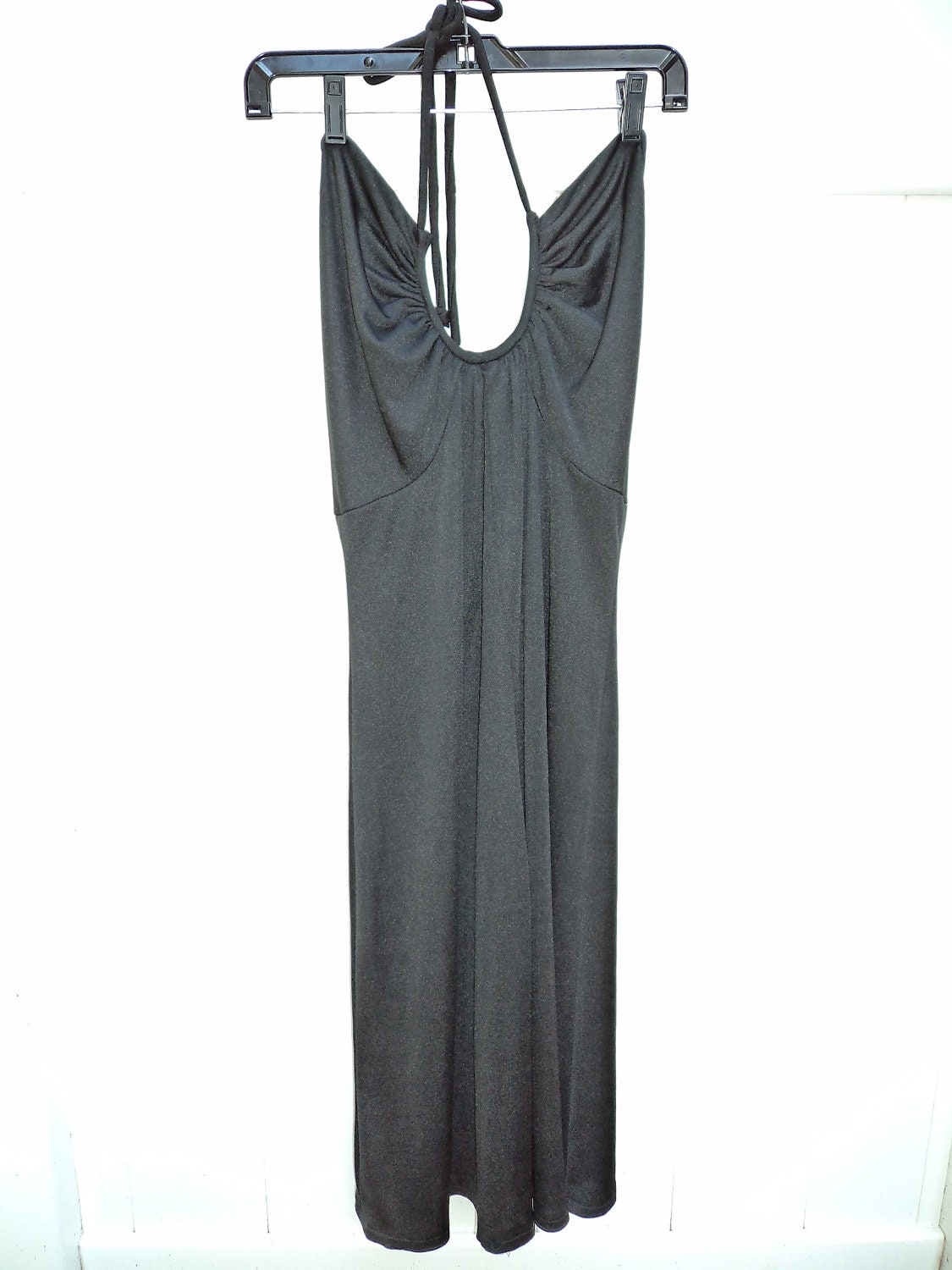 black deep U neck halter dress