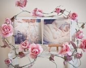 Sale - Fabric Sewing Print Set of Two - 5 x 5 fine art photography prints - cream - stitches - shabby chic