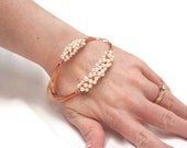 Pearl Bracelet - Faux Pearl Bangle - Copper Jewelry - Wire Wrapped Bracelet
