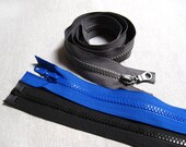 Separating Zippers open ended molded plastic 30inch zipper - 3pc
