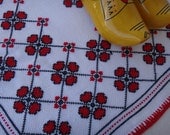 Retro Red Embroidery Square