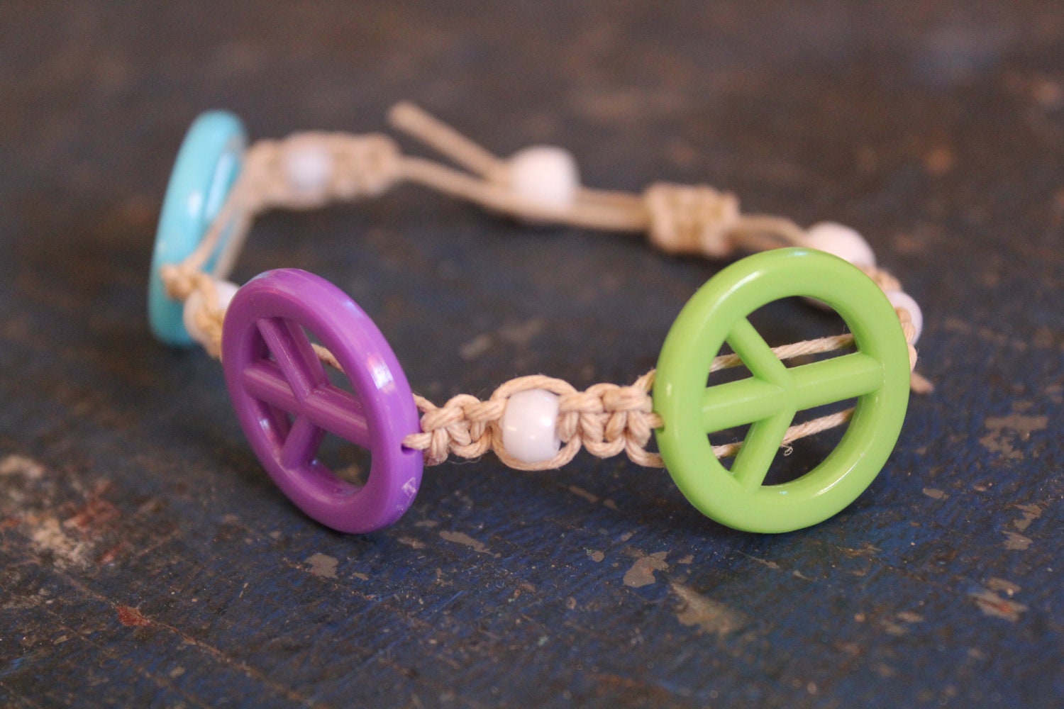 Peace Sign Hemp Bracelet