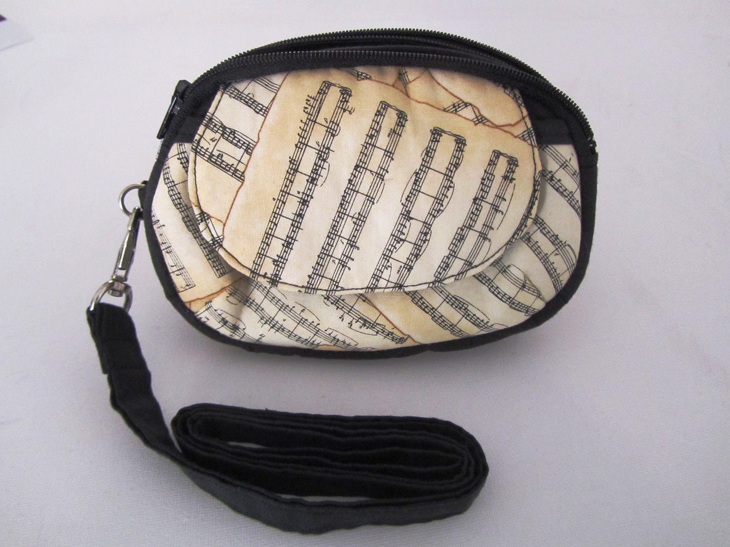 Mini Double zipper pouch wristlet purse clutch music