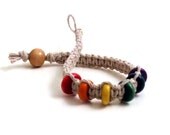 Rainbow Hemp Bracelet with Wood Beads