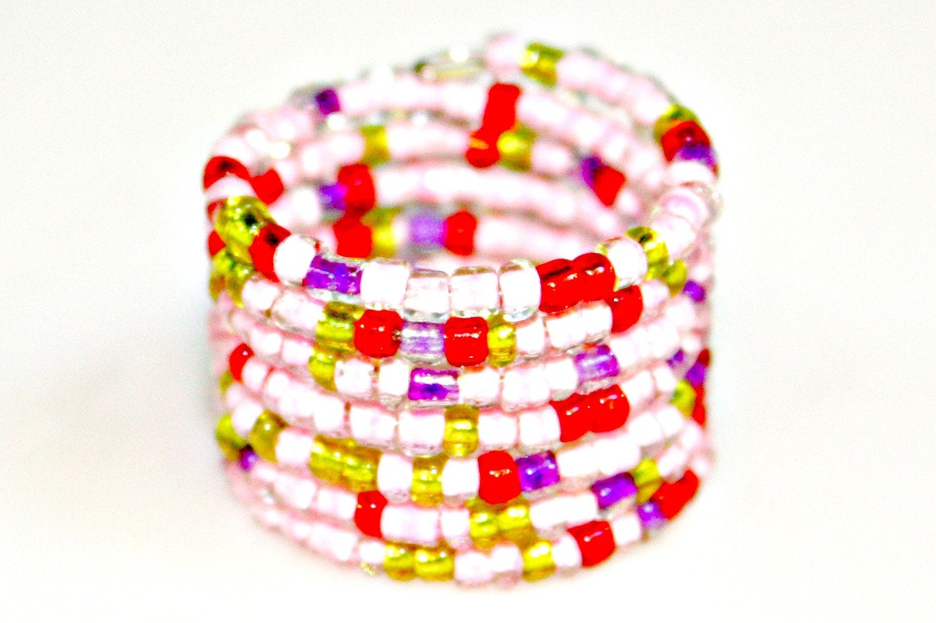Summer Pink Lemonade Ring - Pretty In Pink Wide Wrap Band Adjustable size 6-7 by Mei Faith