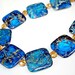 Ocean Blue Jasper Necklace STATEMENT Piece - Incredible Chunky Jasper Gemstones with Champagne Crystals by Mei Faith