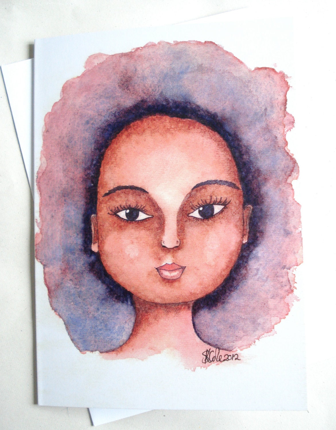 Watercolour Afro - Printed Greeting Card