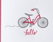 Hello Bicycle Letterpress Cards. Set of 6