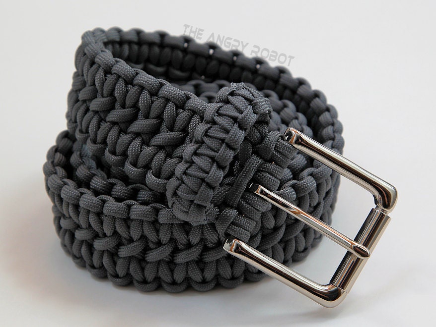 Grey Paracord Belt - with Nickle Buckle - S M L XL